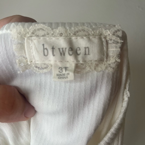 Btween 2 Piece White Ribbed Tank Top And Cream & Black Shorts Set Girls Size 3T - Picture 4 of 5